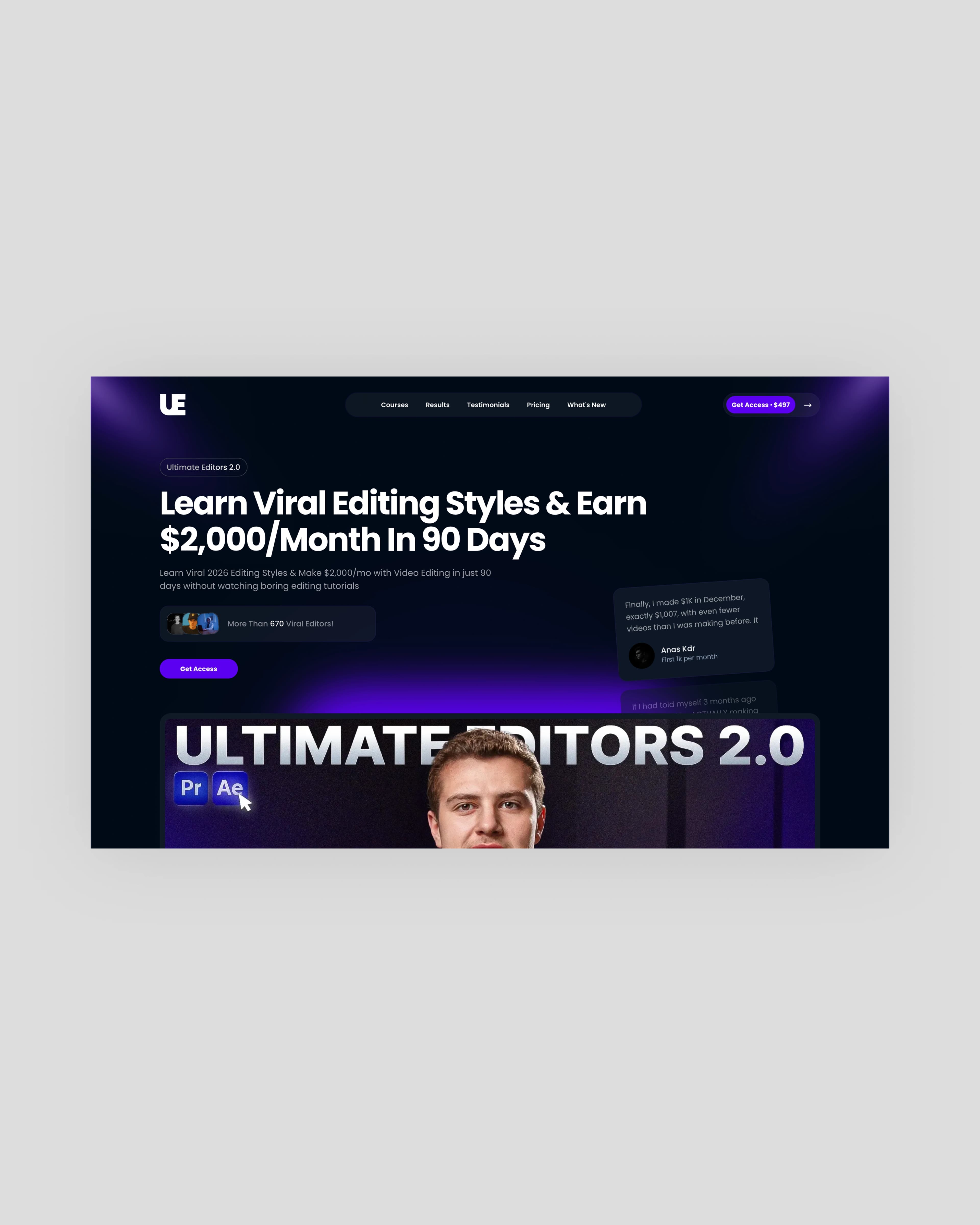 Ultimate Editors case study screenshot 1